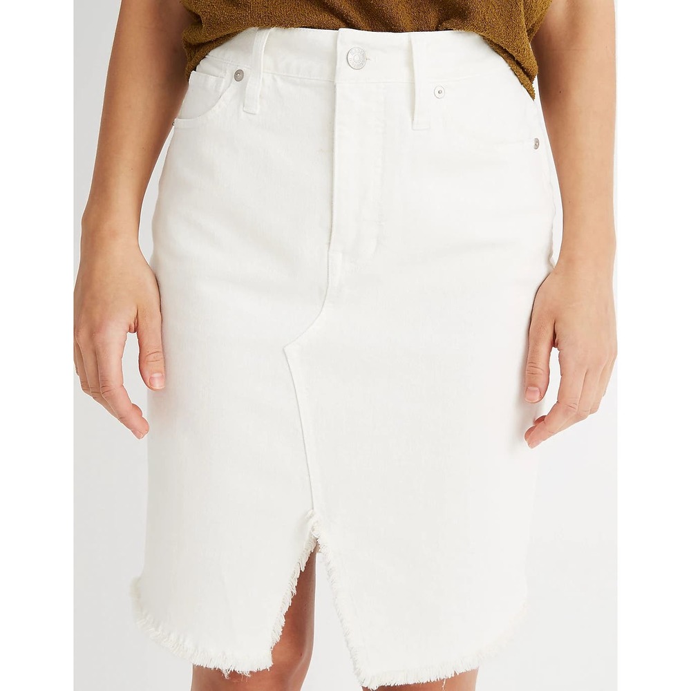 Madewell Stretch Denim Pegged Skirt in Tile White: Cutout Edition - Picture 1 of 11